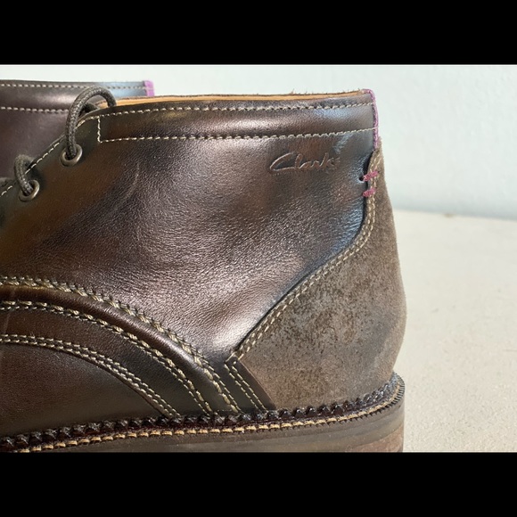 🆕 Clarks Mens Bushwick Mid Dark Brown Leather Cuir Marron Fonce Size 9.5 - Picture 6 of 11